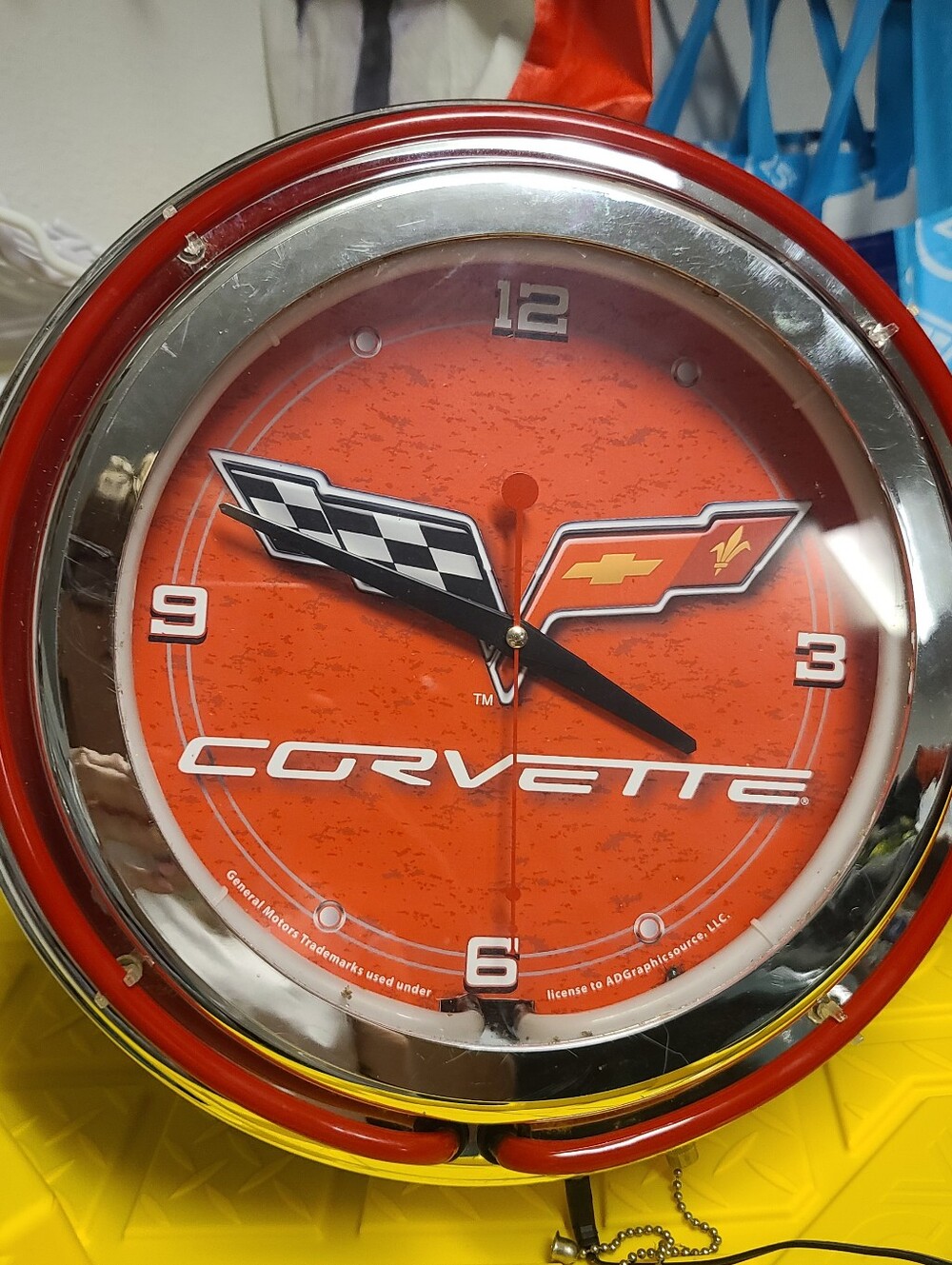 Corvette Neon Wall Clock - Red C-6